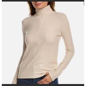 VINCE Women's Half Zip Cream Jumper Sz L